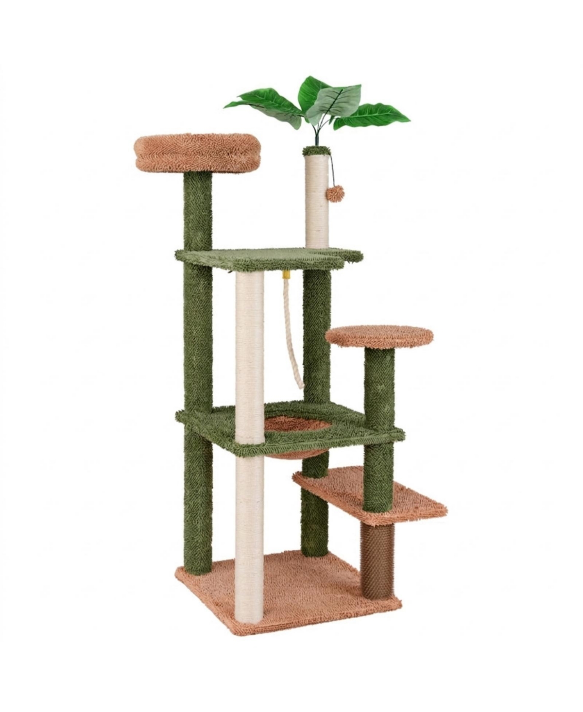 Sugift 60 Inch Multilevel Cat Tree with Plush Perch Sunken Napping Bed Self-Groomer and Sisal Posts