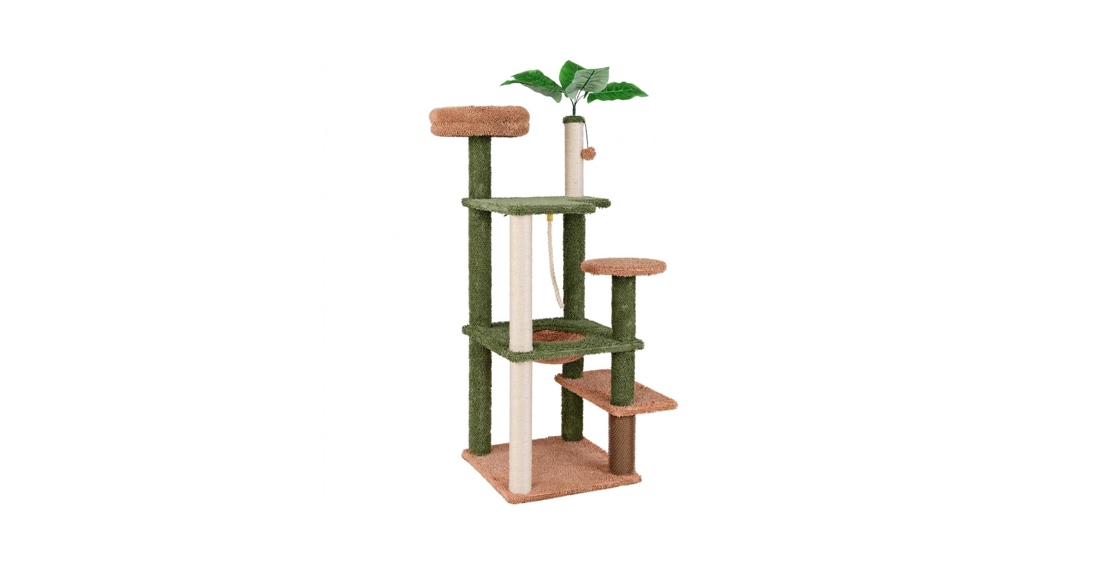 Sugift 60 Inch Multilevel Cat Tree with Plush Perch Sunken Napping Bed Self-Groomer and Sisal Posts