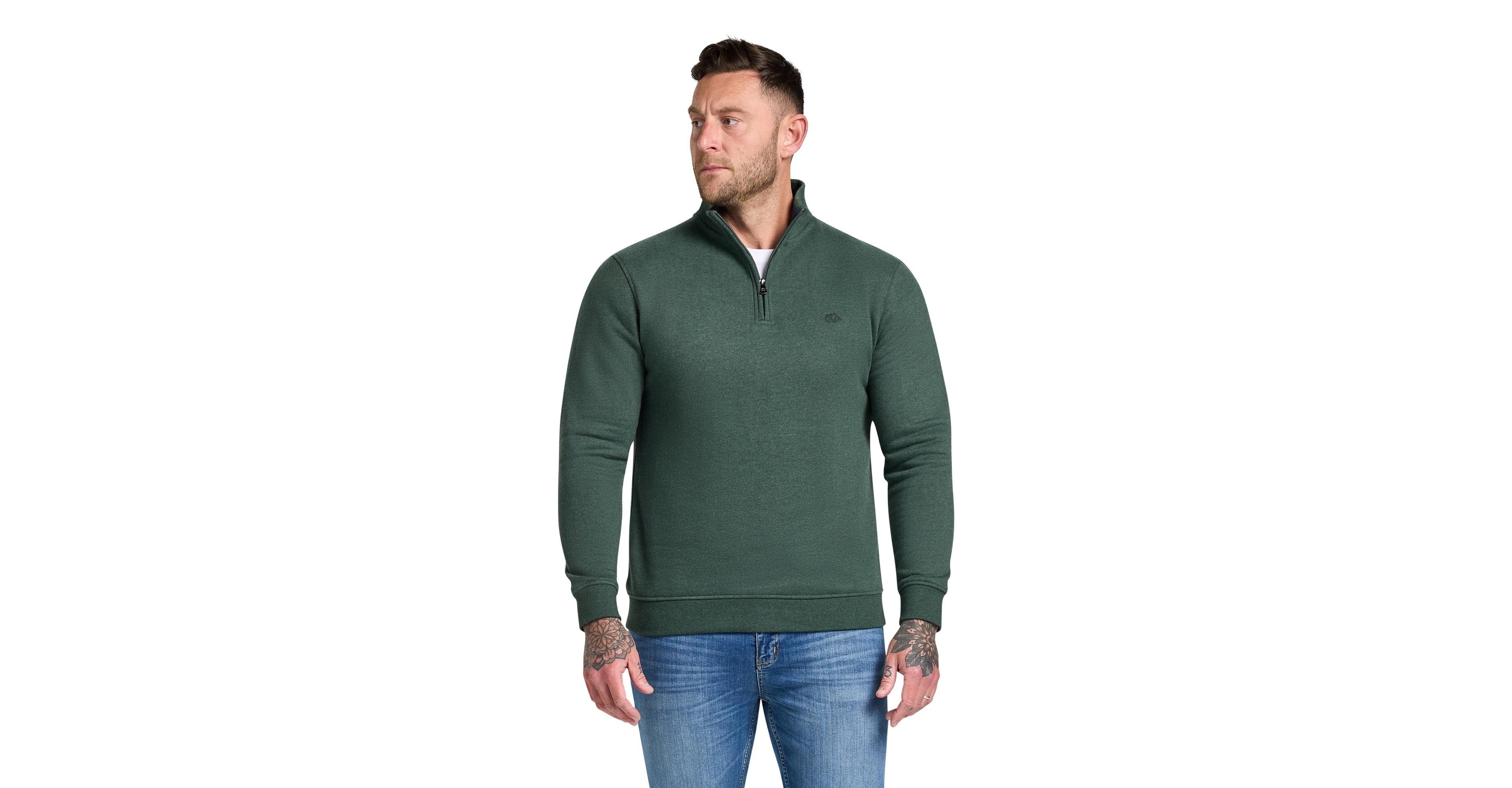 Raging Bull Men's Big & Tall Classic Jersey Relaxed-Fit Quarter Zip Sweatshirt