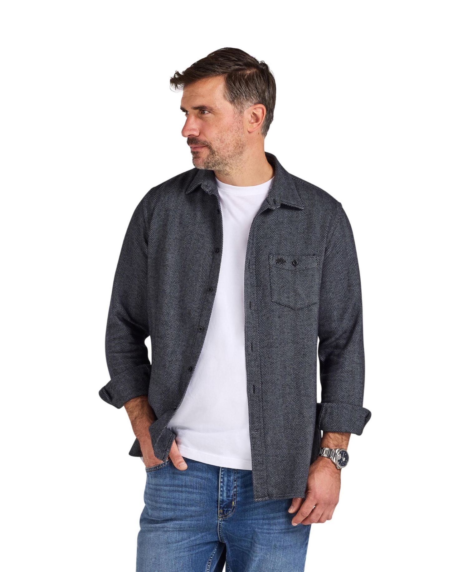 Men's Herringbone Long-Sleeve Shirt