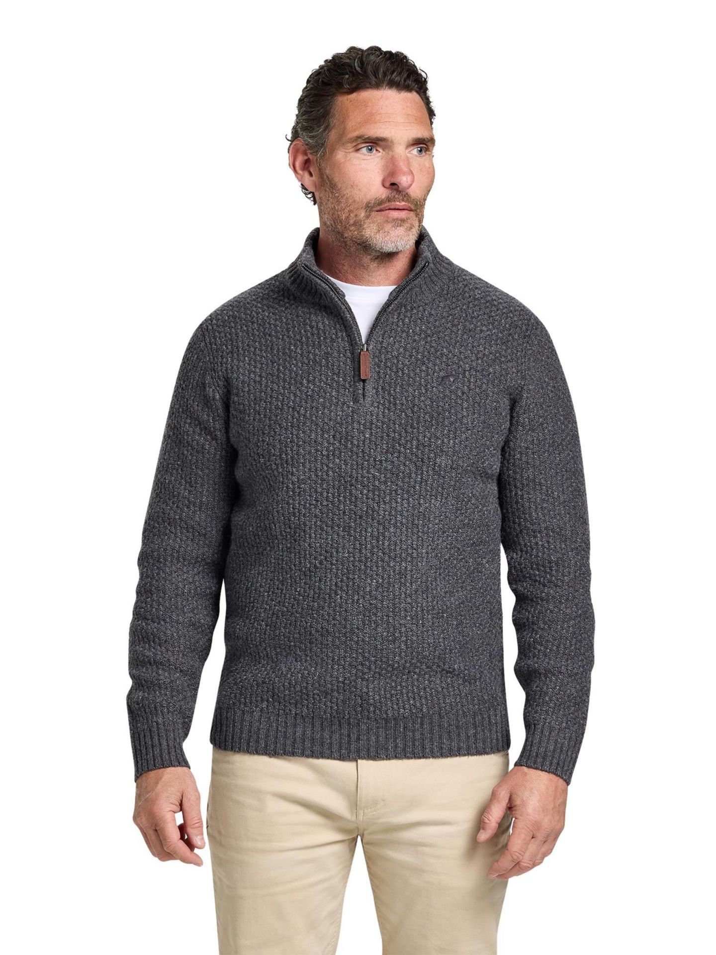 Мужской свитер Raging Bull Quarter-Zip Chunky-Textured Relaxed-Fit — фото 1