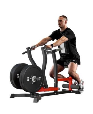 Seated Row Machine, Plate Loaded Lat and Back Workout Equipment with Adjustable Positions and Rotating Handles