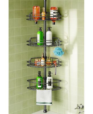 Bathroom Hardware Corner Tension Shower Set Caddy 4 Tier Adjustable
