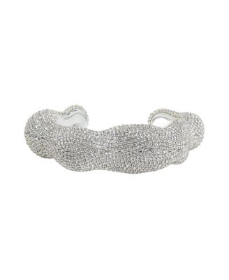 Women's Silver-Tone Pave Crystal Wave Cuff Bracelet