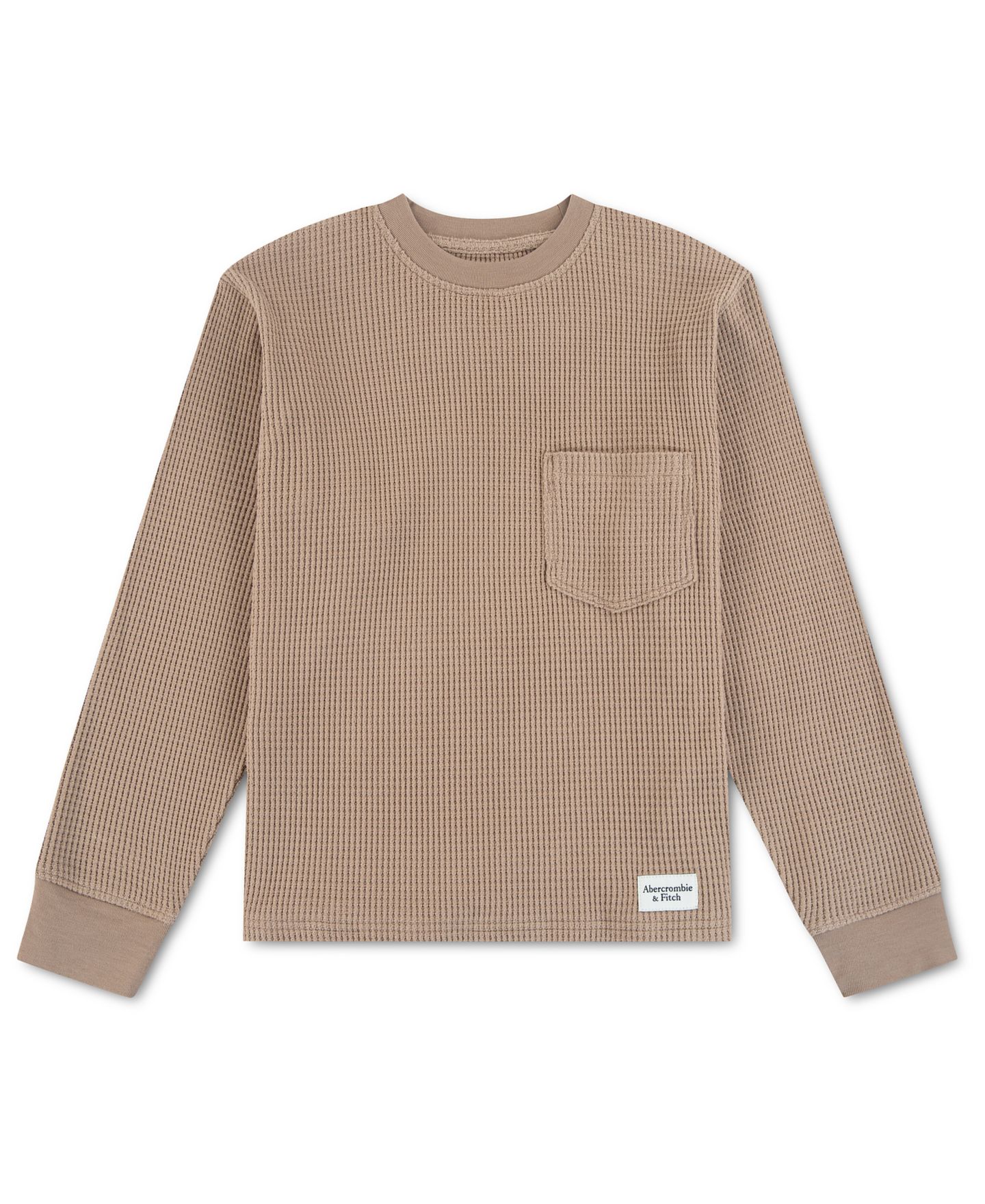 Футболка abercrombie kids Thermal Waffle-Knit Long-Sleeve для мальчиков, цвет: Portabe — фото 1