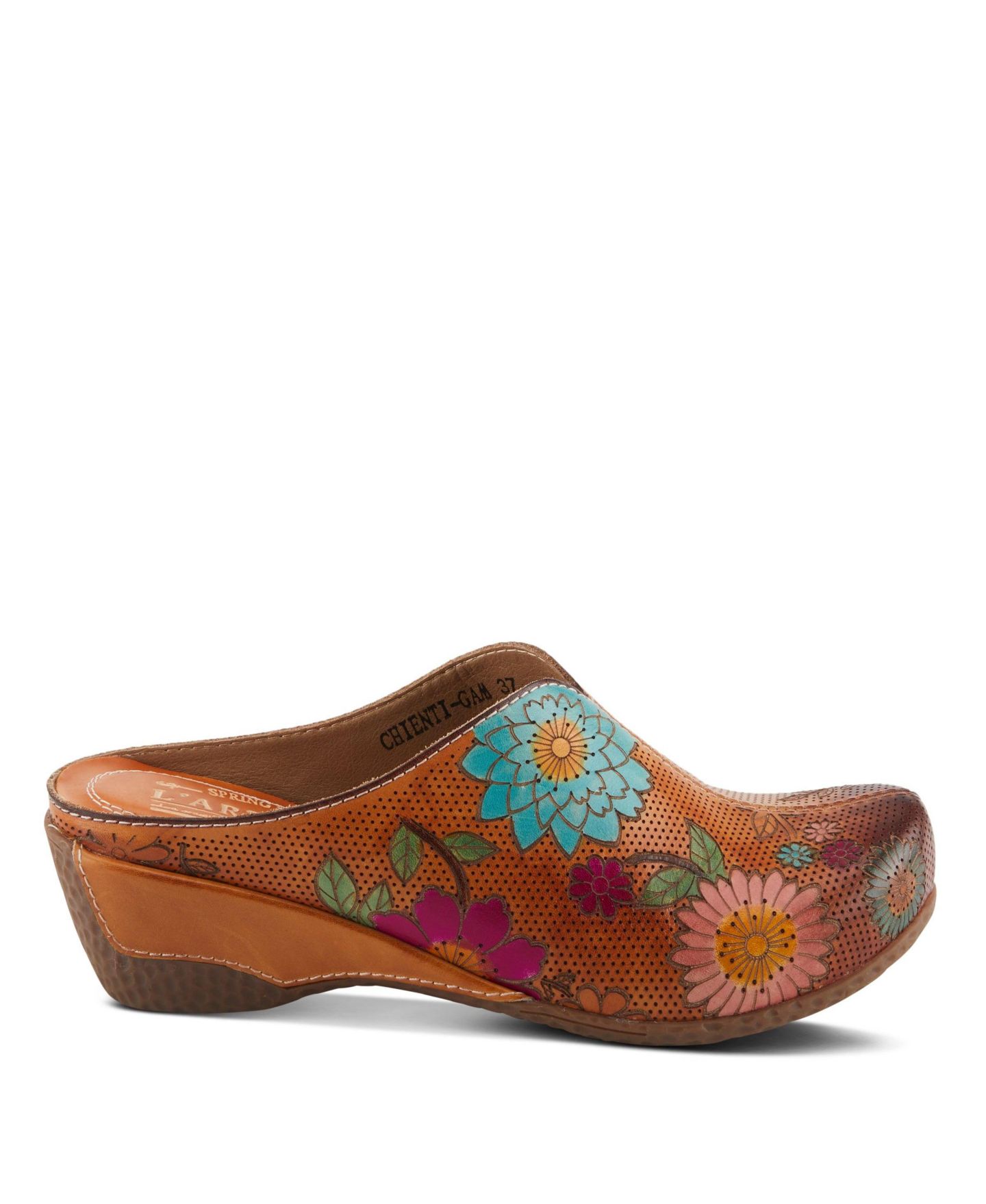 Женские сабо L'Artiste Spring Step Chienti Open Back Clog with Leather Upper, цвет: Верблюжий разноцветный — фото 5