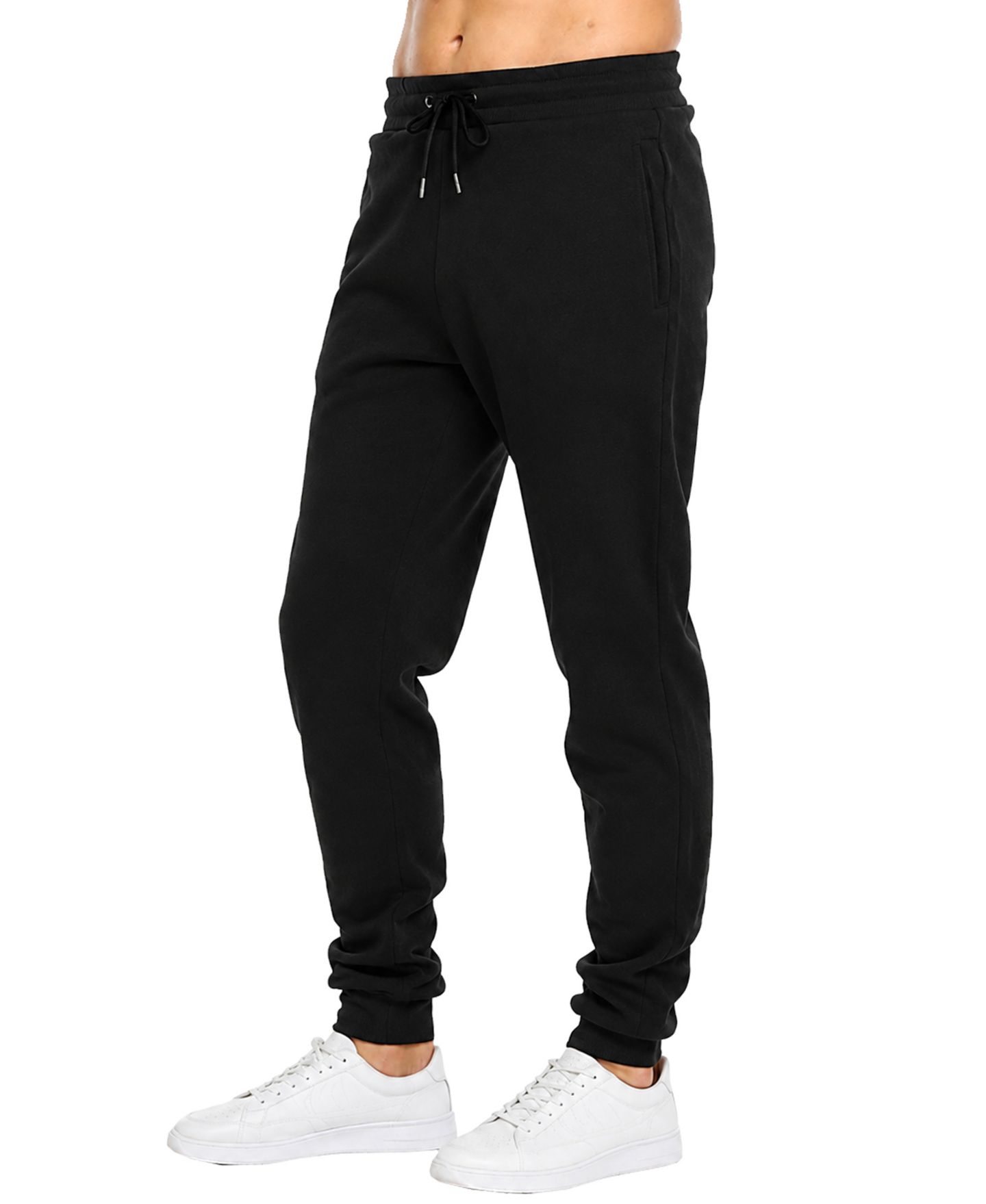 Мужские брюки Blu Rock Heavyweight Fleece Modern-Fit Zipper-Pockets Jogger Sweatpants, цвет: Чёрный — фото 1