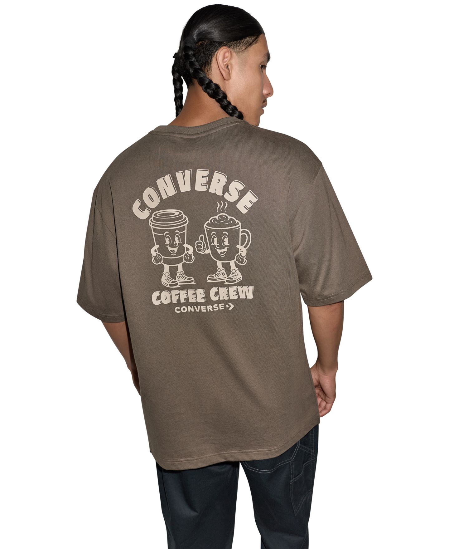 Мужская футболка Converse Coffee Crew Graphic Crewneck, цвет: Трюфельный — фото 1