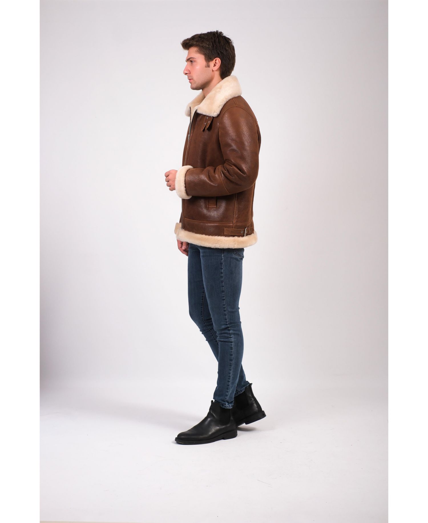 Men's Leather Shearling Aviator Jacket