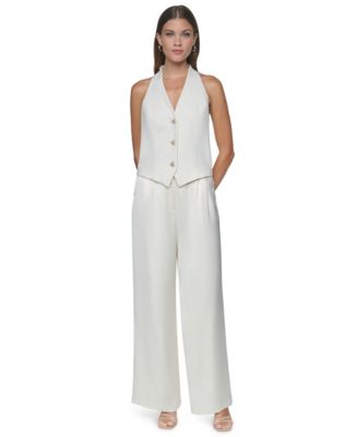 Women's Halter V-Neck Wide-Leg Jumpsuit