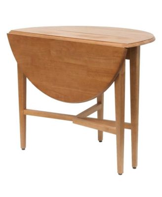 Light Oak Folding Dining Table - Drop Leaf Small Round Table for Dining
