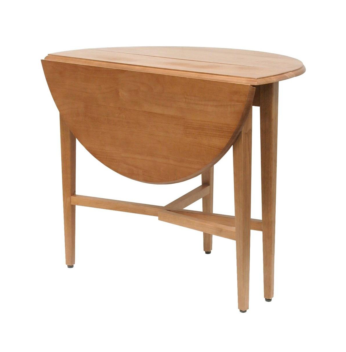 FurniFact Light Oak Folding Dining Table - Drop Leaf Small Round Table for Dining