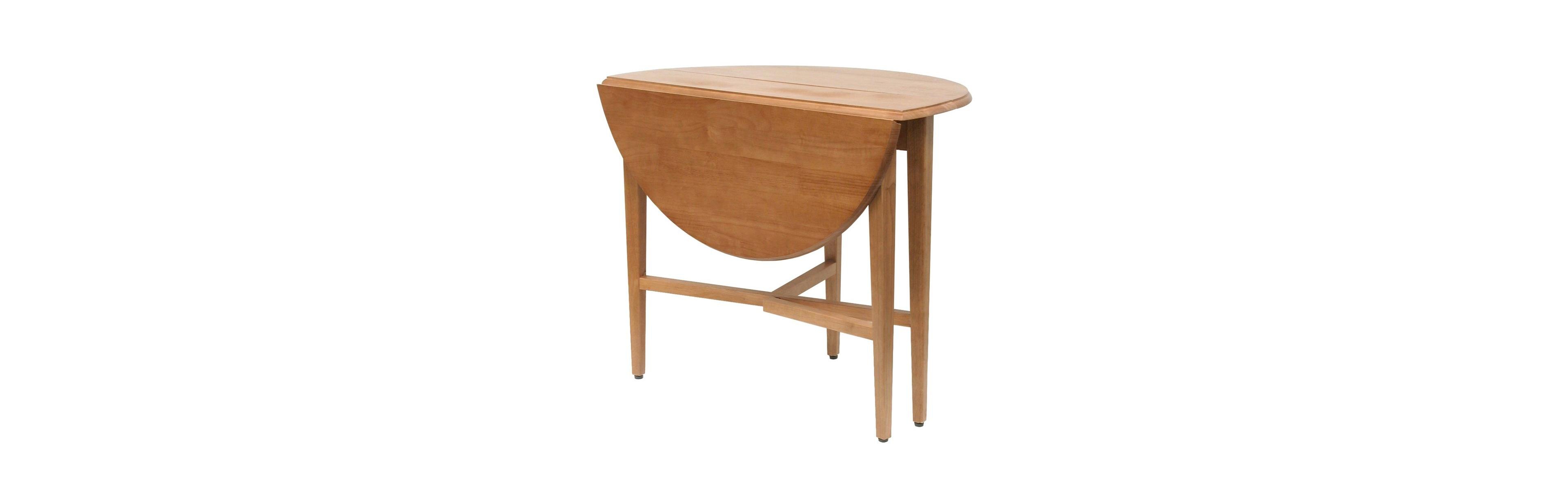 FurniFact Light Oak Folding Dining Table - Drop Leaf Small Round Table for Dining