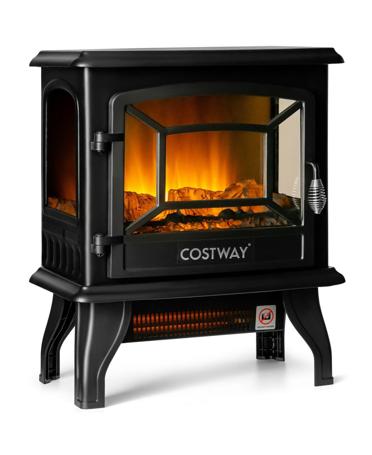 Boyel Living 17" Freestanding Electric Stove Fireplace Heater, 3-Side View, Adjustable Thermostat 68-95F