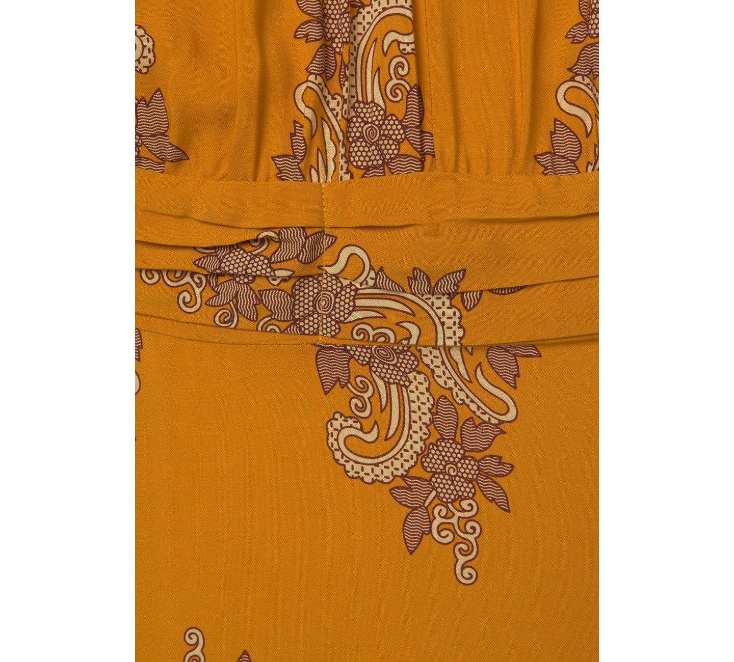 Женское платье Lascana Viscose Paisley Print V-Neck Drop-Waist Maxi, цвет: Карри с принтом — фото 6