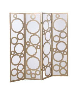 Arvada 4-Panel Wood Room Divider with Circle Pattern
