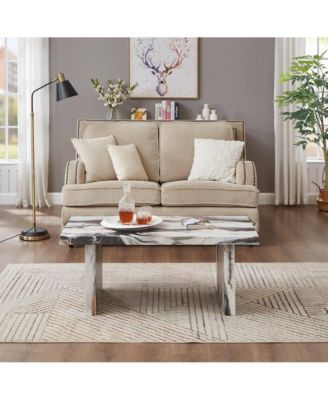 Cavira 3-Piece Faux Marble Coffee Table Set, Table and Two Side Tables