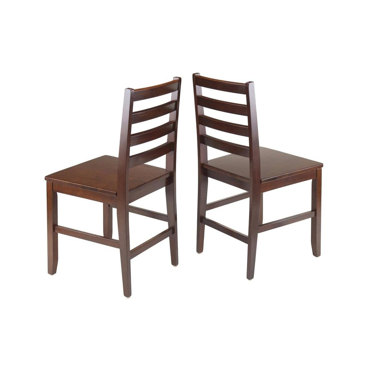 FurniFact 2-Pices Solid Wood Ladder Back Chairs - Walnut