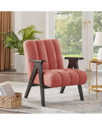 Rella Modern Teddy Sherpa Accent Chair with Espresso Wood Frame