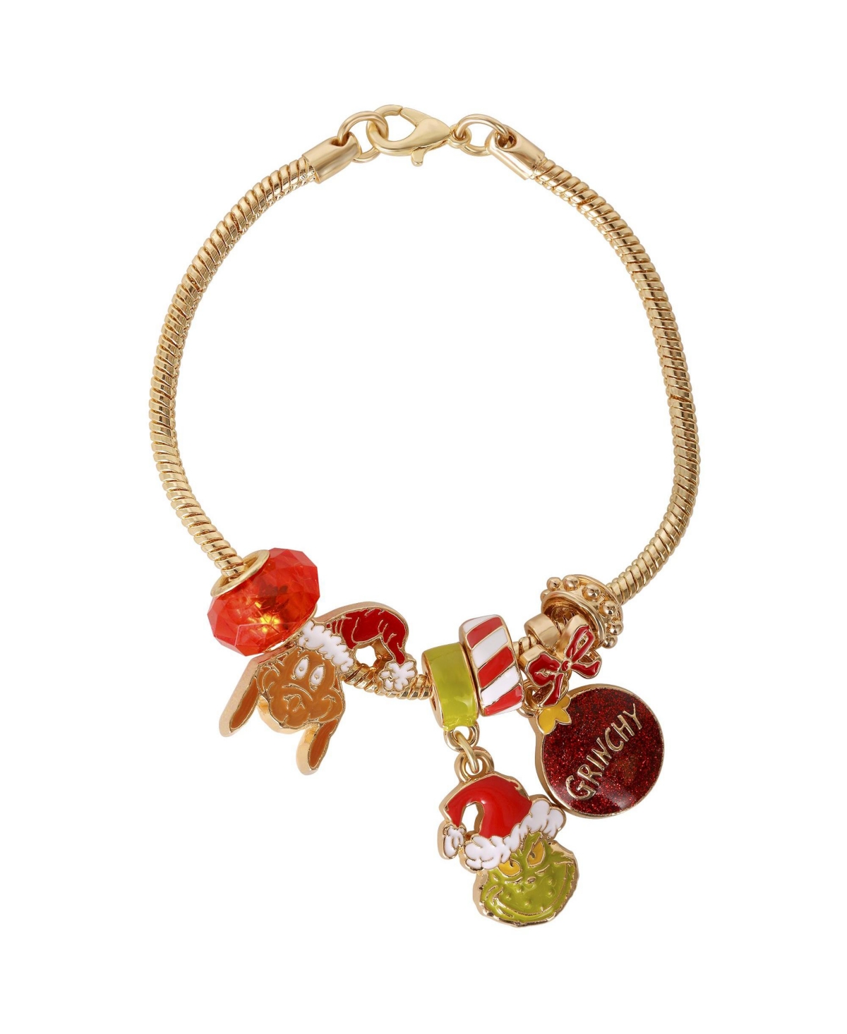 Dr. Seuss Women's Gold-Tone Officially Licensed The Grinch Charm Bracelet, 7"