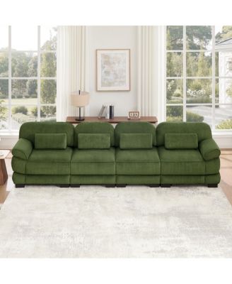 Minimalist Modular Sectional Couch, 4-Seater Sofa, Comfy Thick Seat Cushions, Breathable Corduroy Fabric, for Living Room Bedroom Apartment