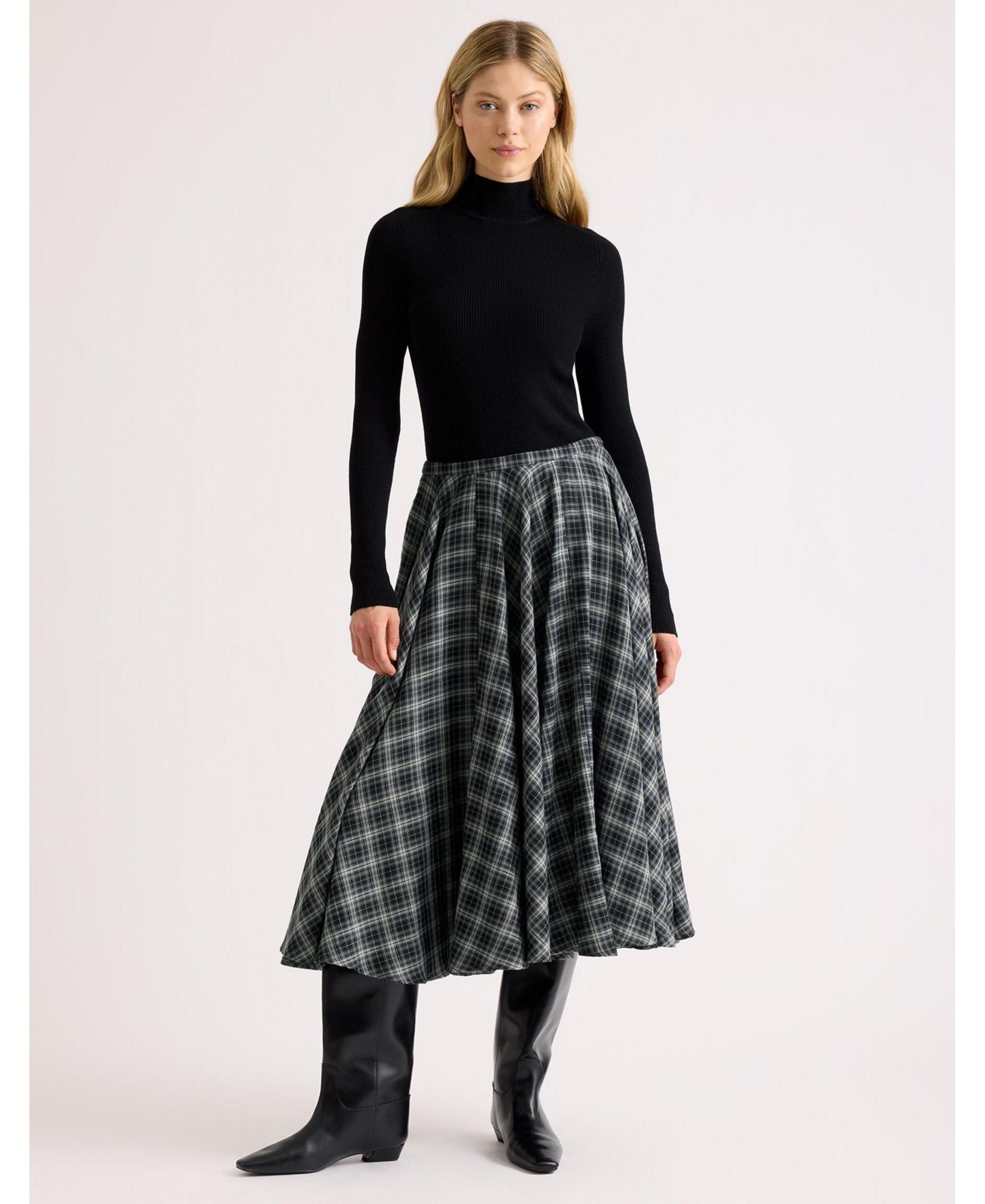 Женская юбка Albaray Plaid A-Line High-Waisted, цвет: Серый — фото 3