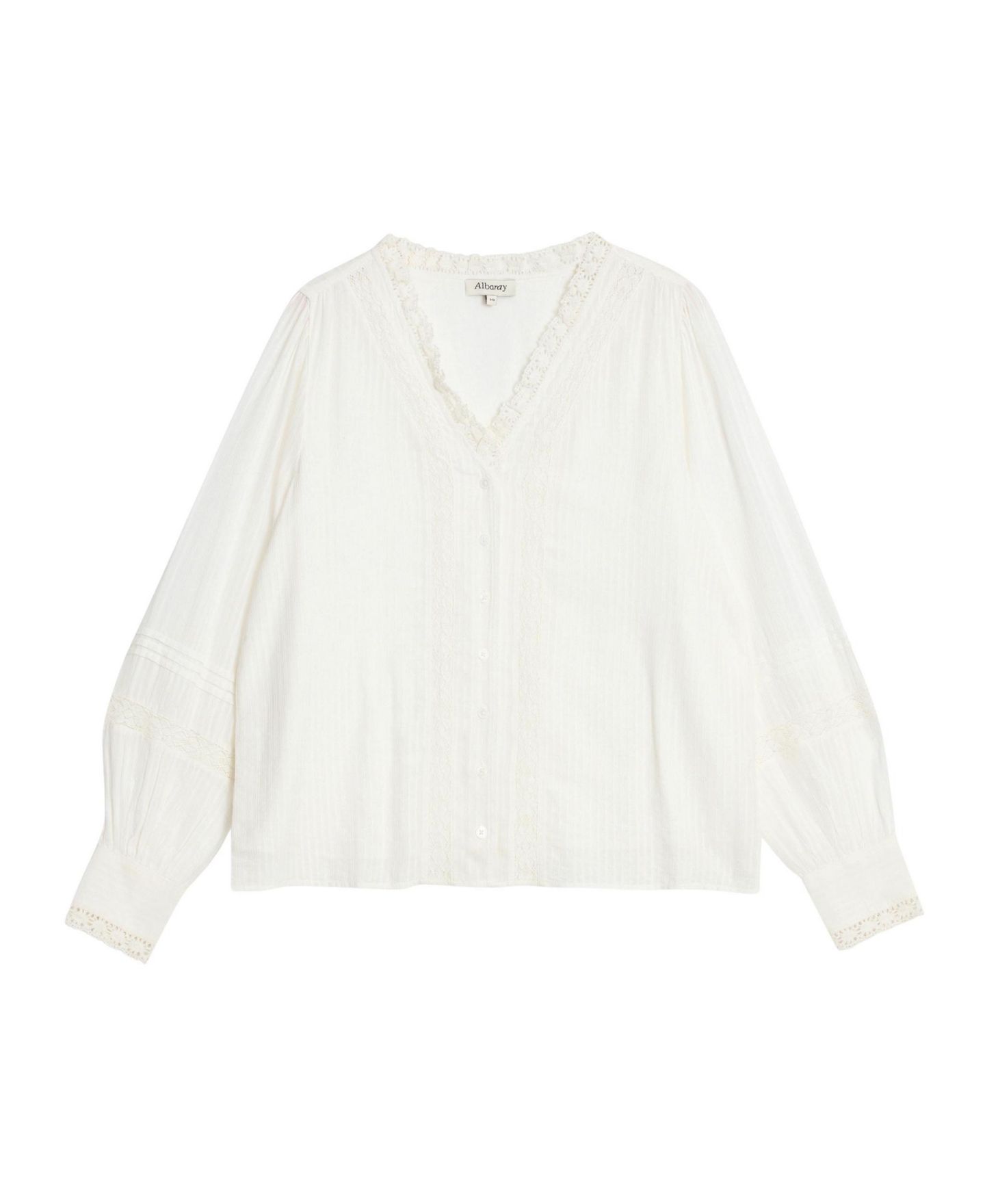 Женская блузка Albaray Long-Sleeve V-Neck Lace-Trimmed, цвет: Кремовый — фото 4