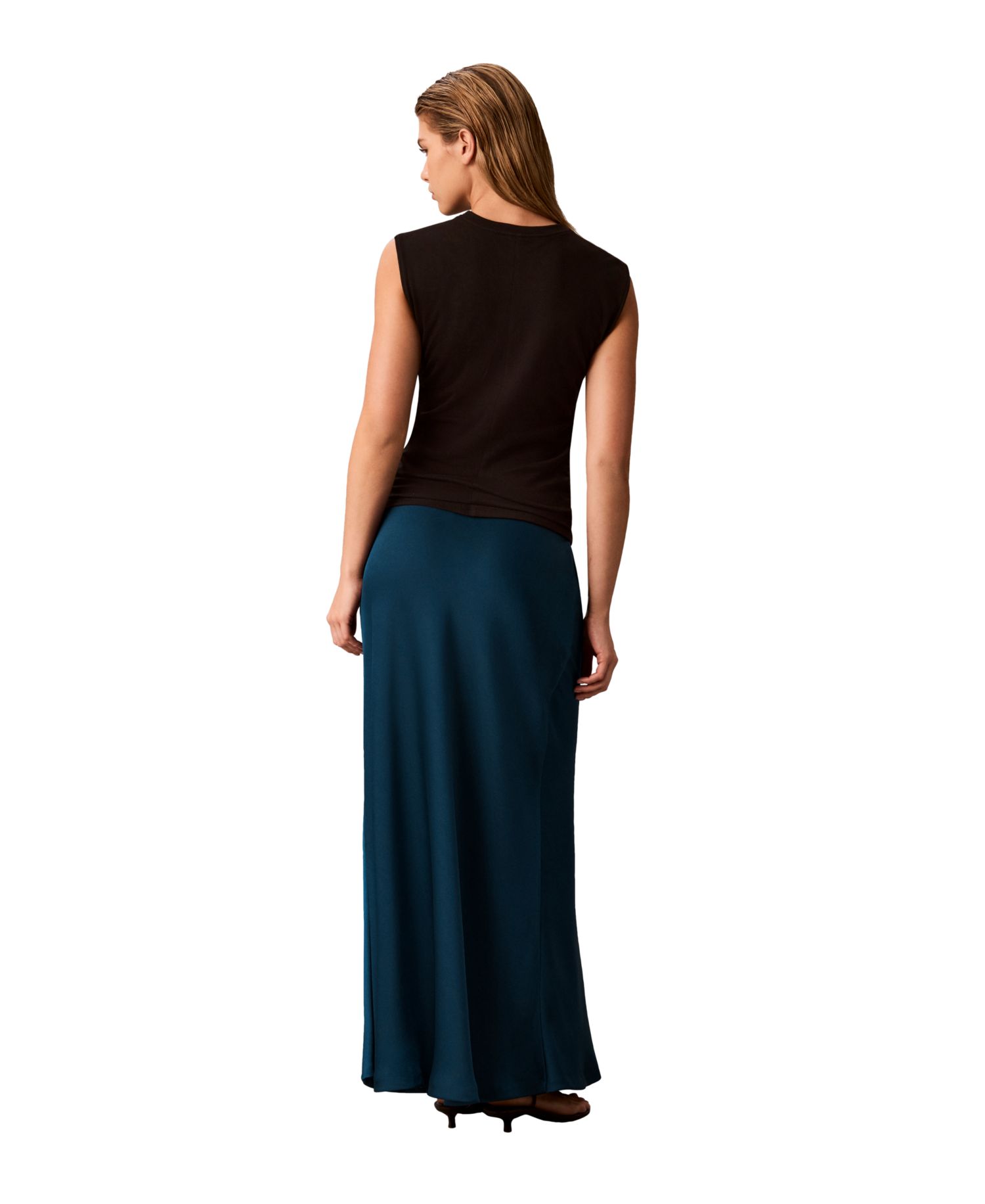 Petite Pull-On Satin Maxi Skirt