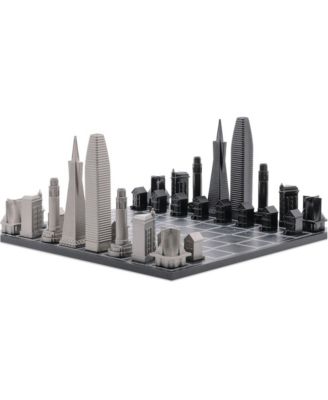 San Francisco 32-Piece Stainless Steel Chess Set with Map Board, Ages 12+