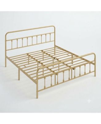 Platform Bed with Metal Headboard and Footboard