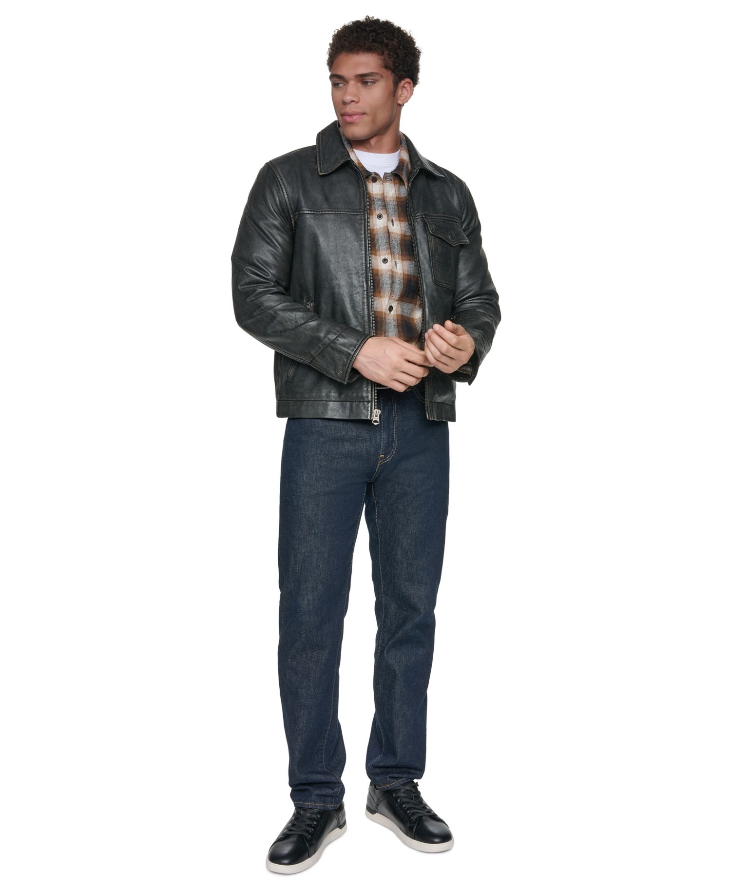 Men's Genuine Leather Trucker Jacket