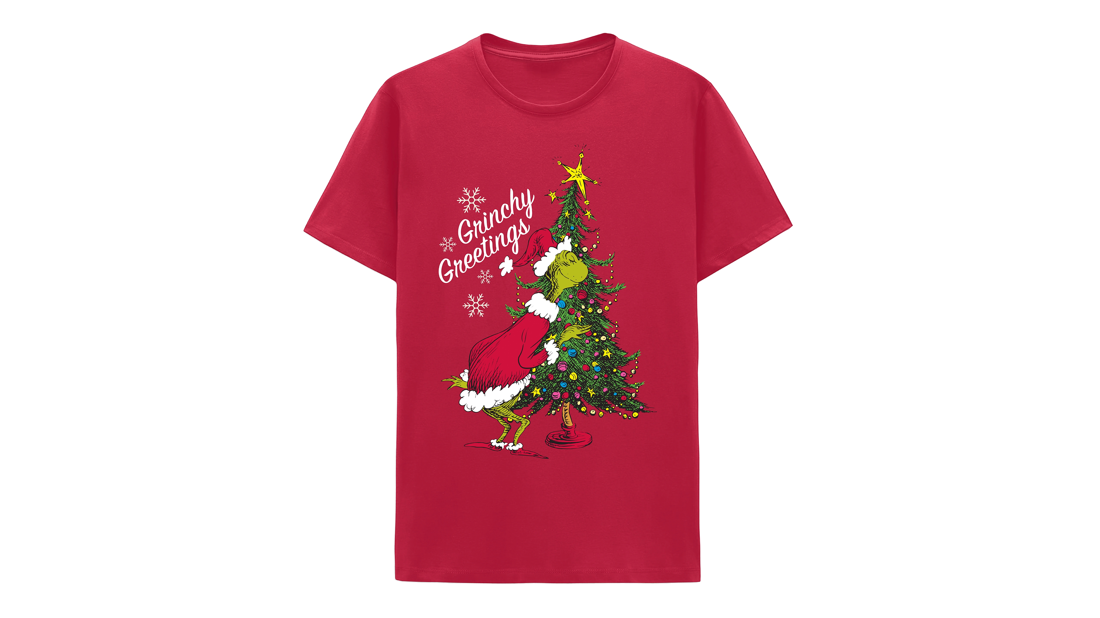 Hybrid Apparel Men's Grinchy Greetings Crewneck Graphic T-Shirt