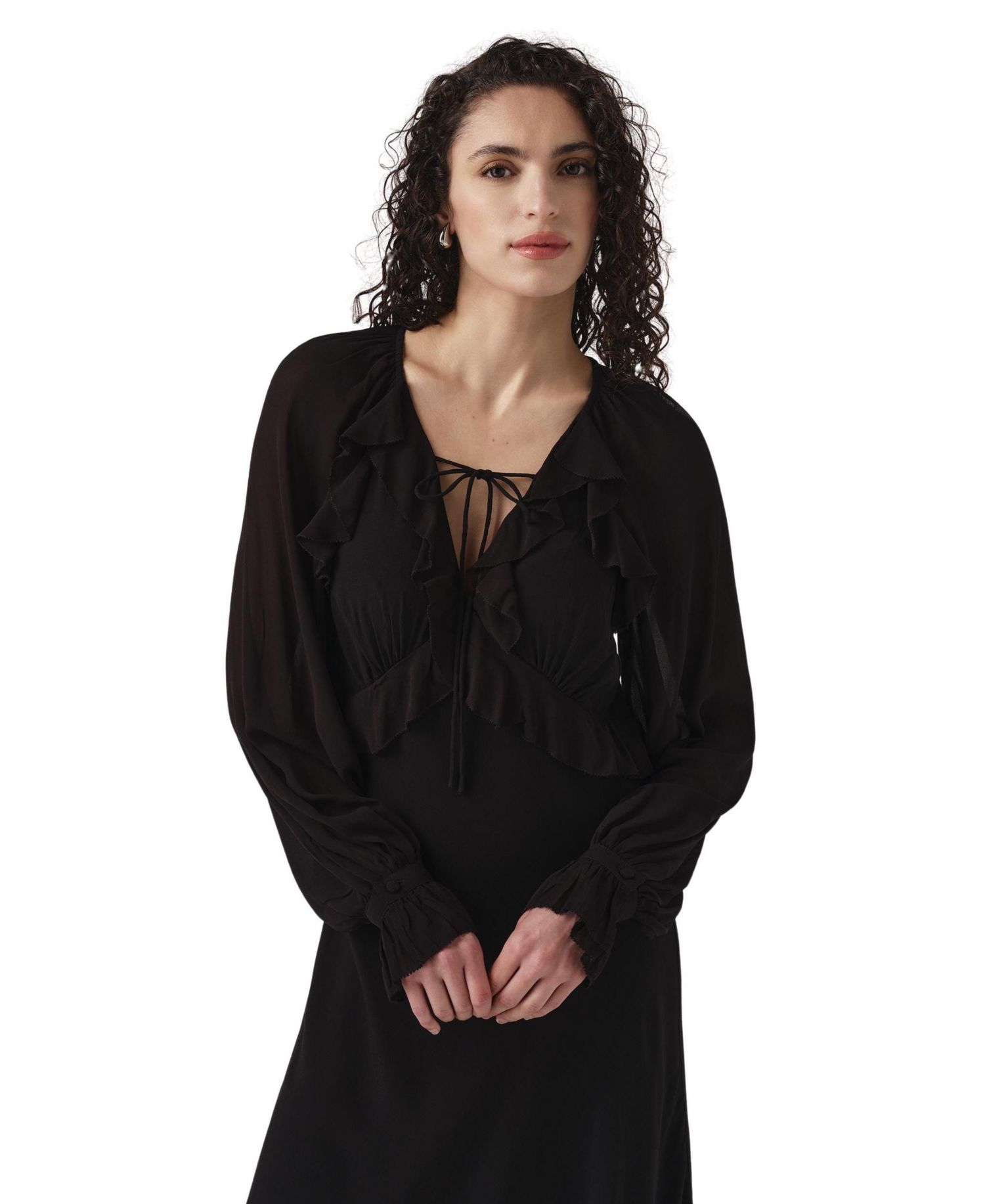 Women's Naomi V-Neck Long-Sleeve Midi Dress