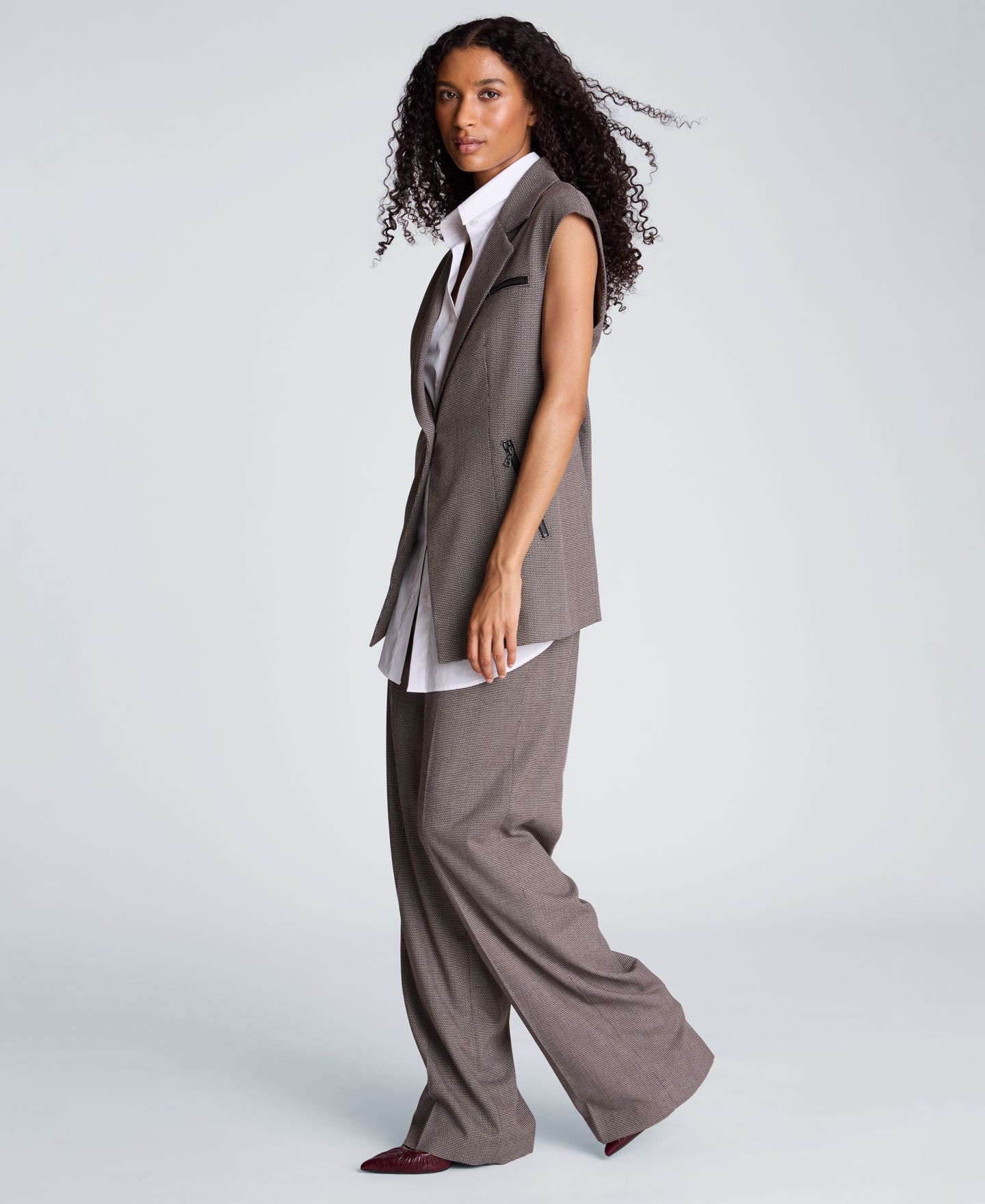 Женские брюки Kenneth Cole High-Waisted Wide-Leg Slash-Pocket, цвет: Чёрный разноцветный — фото 3