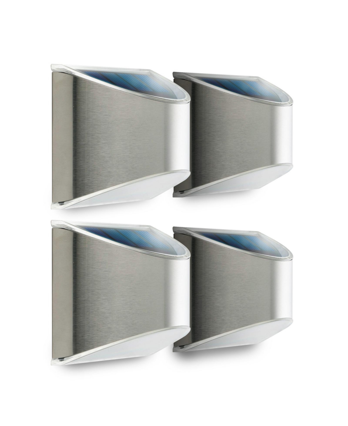 Home Zone Living Secure Solar Led Fence Post and Step Wall Lights, Weatherproof Stainless Steel â 4 Pack