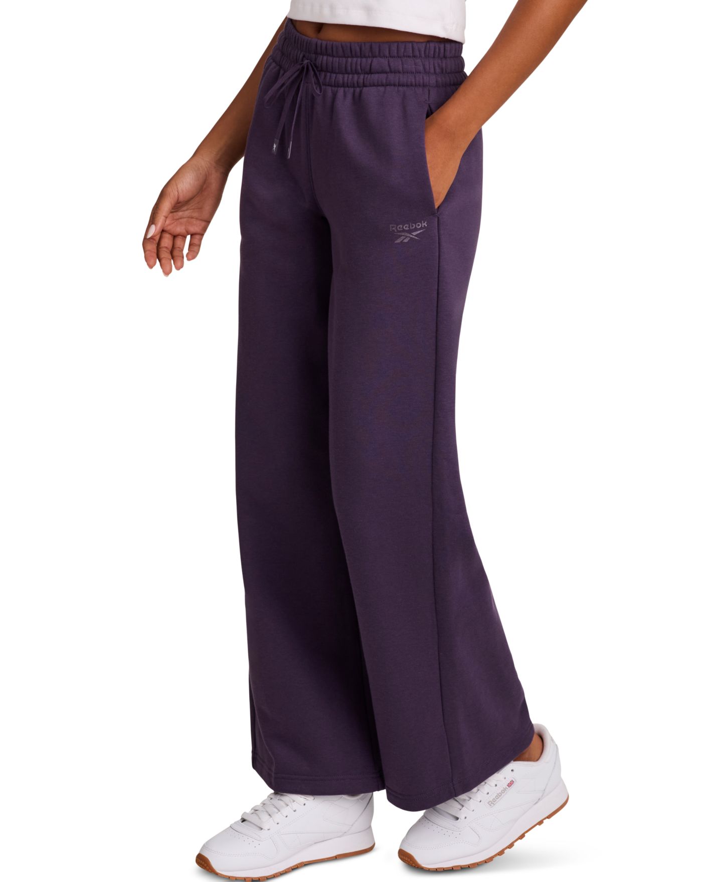 Женские брюки Reebok Tonal Wide-Leg Sweatpants, цвет: Чёрный — фото 6