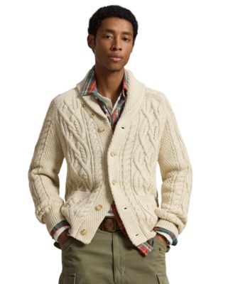Men's Cable-Knit Shawl Collar Cardigan