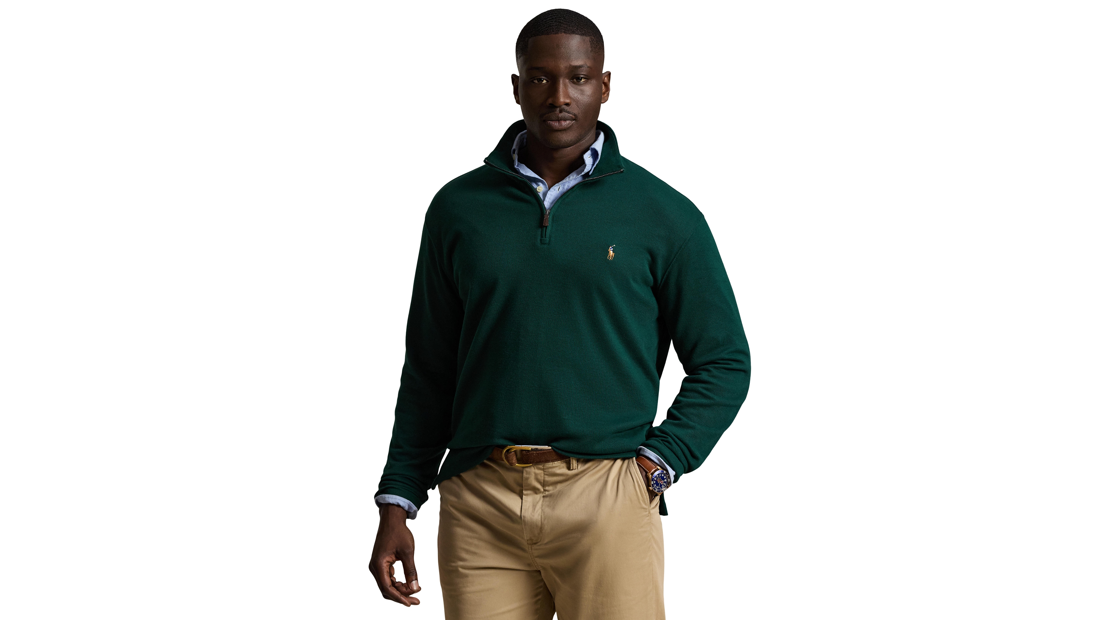 Polo Ralph Lauren Men's Big & Tall Estate-Rib Quarter-Zip Pullover Sweater