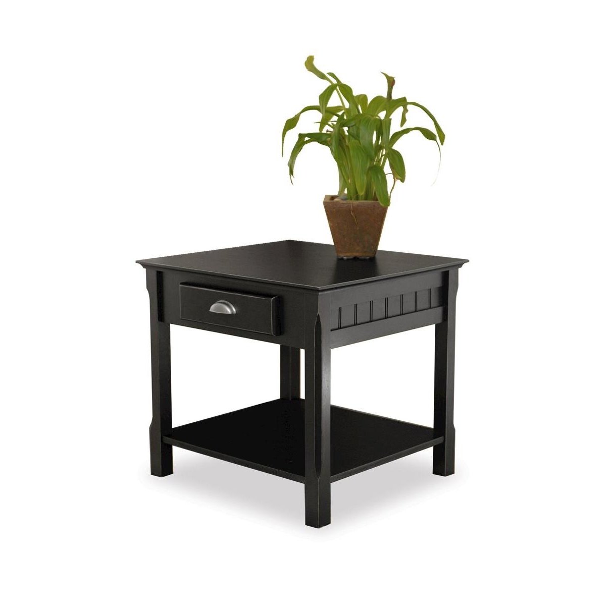 FurniFact Side Table, End Table, Drawer and Shelf, Square Furniture