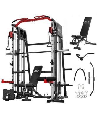 Smith Machine Home Gym, 2200 lbs Power Rack Cage with 1200 lbs Weight Bench and Cable Crossover System, Weight Bar, 360Âdegree(s) Landmine