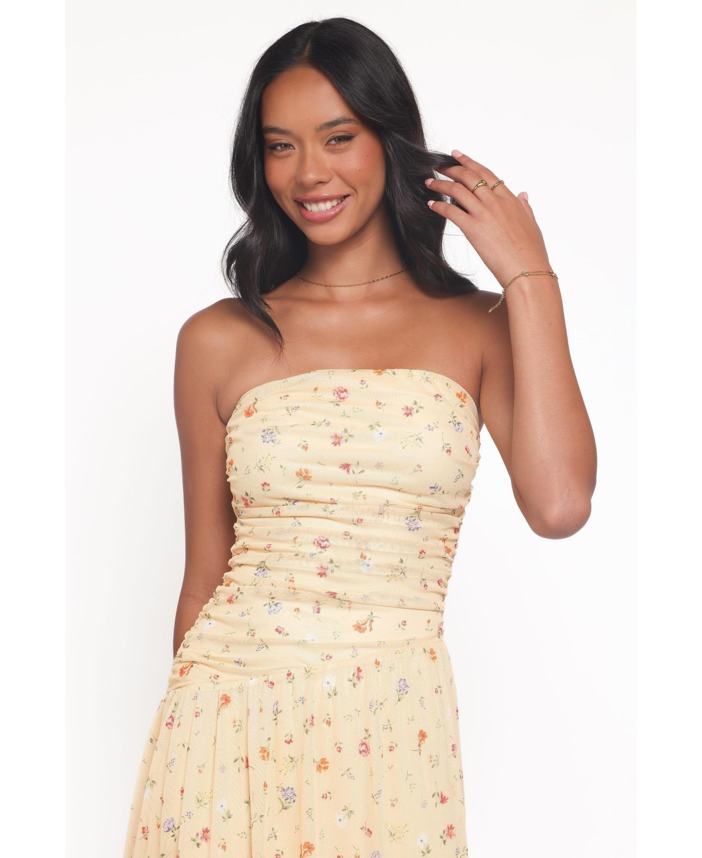 Женское платье Petal and Pup Calypso Strapless Floral-Print Maxi, цвет: Жёлтый — фото 7