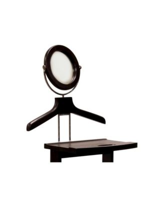 Espresso Solid Wood Suit Stand, Valet Stand for Clothes with Mirror and Tray
