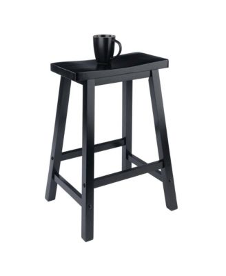 Solid Wood Saddle Seat Bar Stool, 24 Inch Stool for Counter Dining