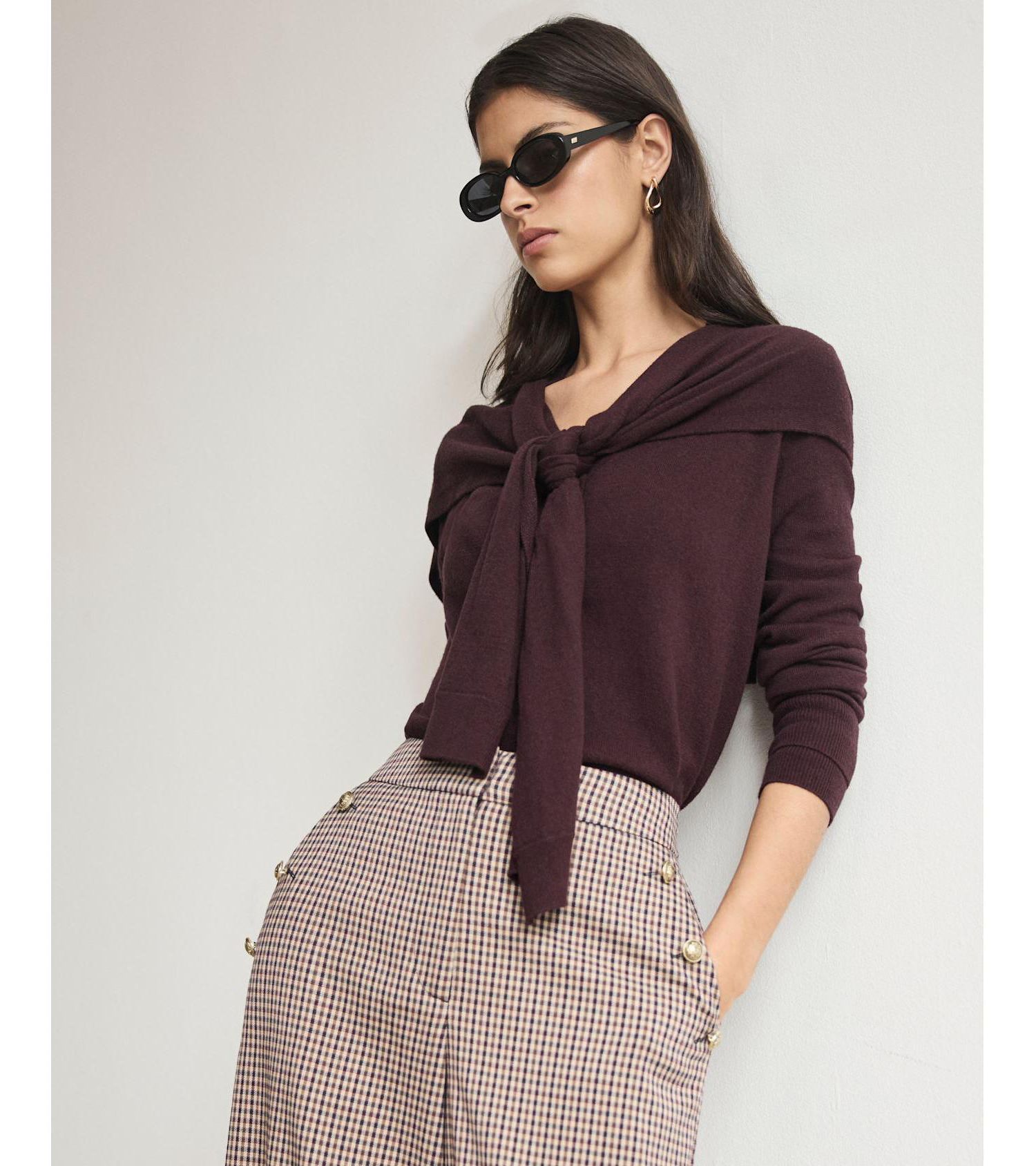 Women's Scarf-Detail Layered-Cuff Cardigan