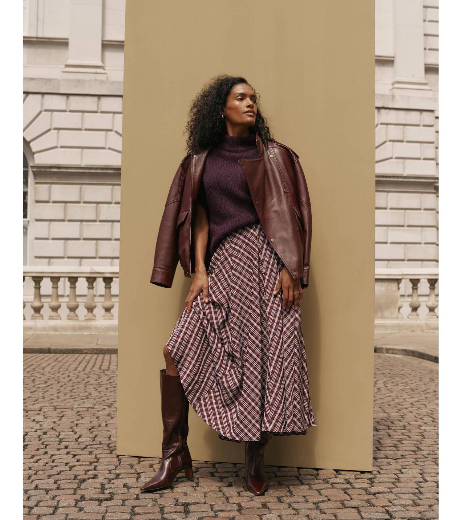 Women's Checked Midi Skirt