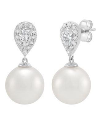 Cultured Freshwater Pearl and Lab-Grown Diamond Drop Earrings (3/4 ct. t.w.) in 10k White Gold