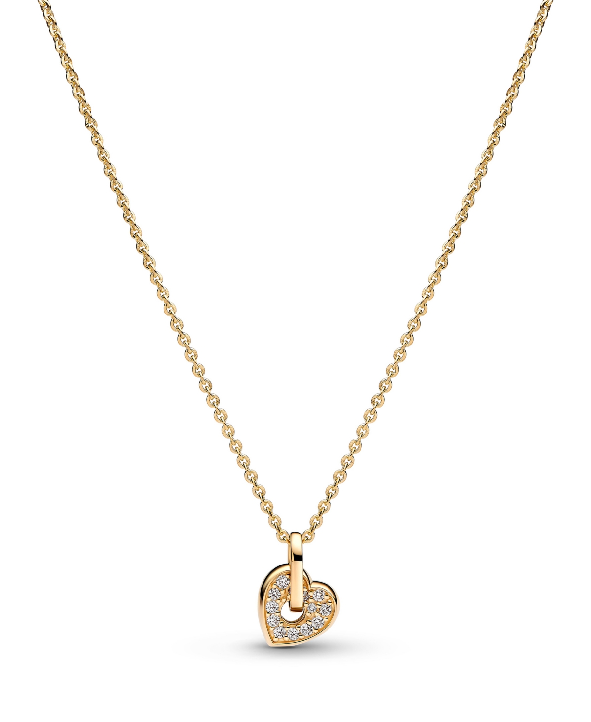 Pandora Lab-grown Diamond Heart Pendant Necklace (0.05 ct. t.w.) in 14k Gold - White