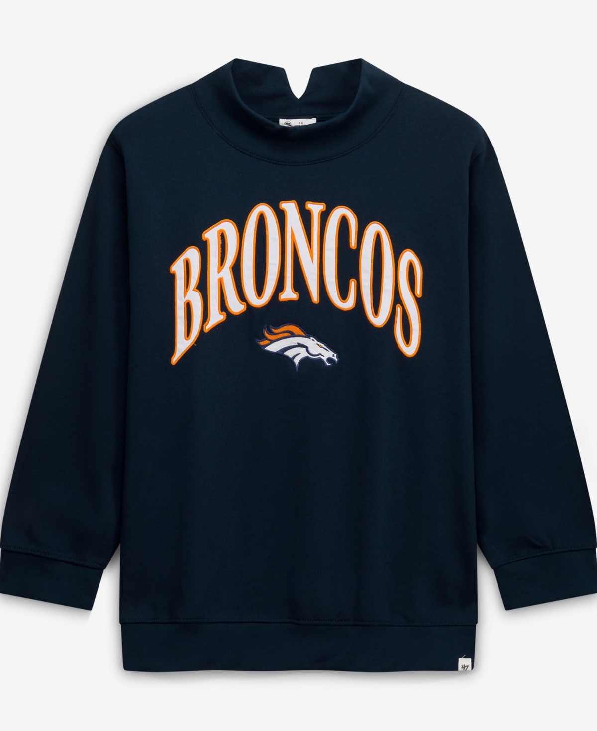 Women's '47 Navy Denver Broncos Plus Size Vantage Mock Neck Pullover - Navy
