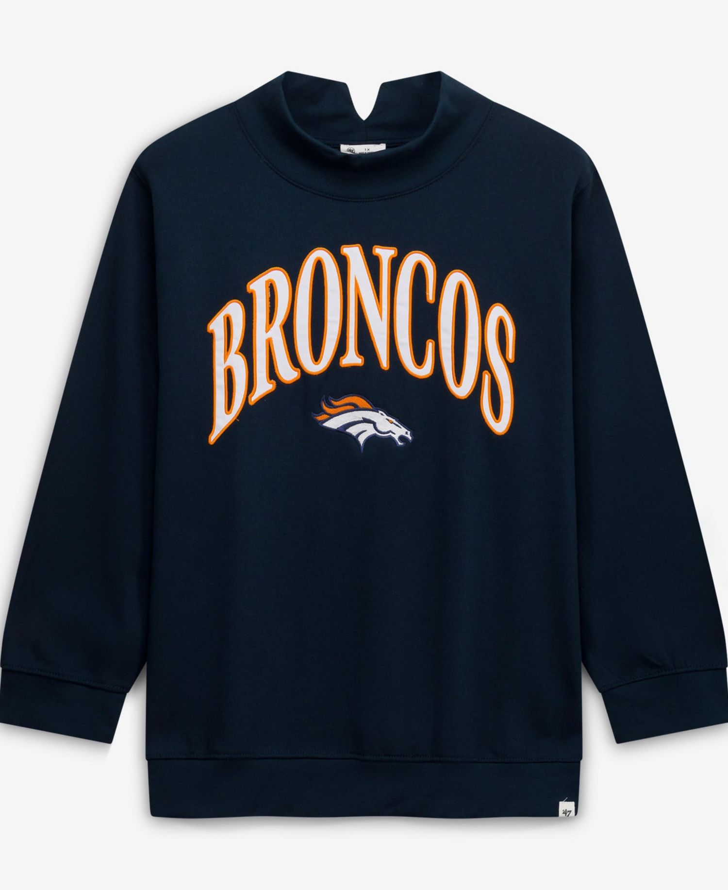 Women's '47 Navy Denver Broncos Plus Size Vantage Mock Neck Pullover