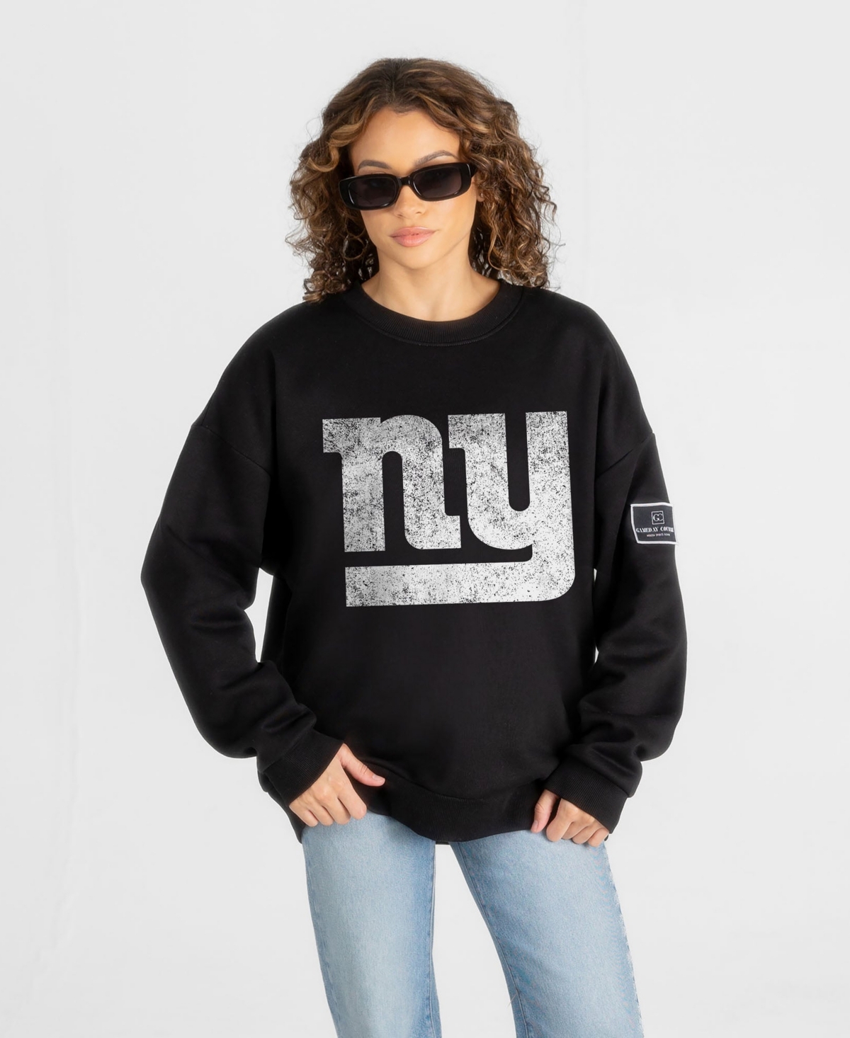 Gameday Couture Women's Black New York Giants Bold Move Label Premium Drop Shoulder Sweatshirt